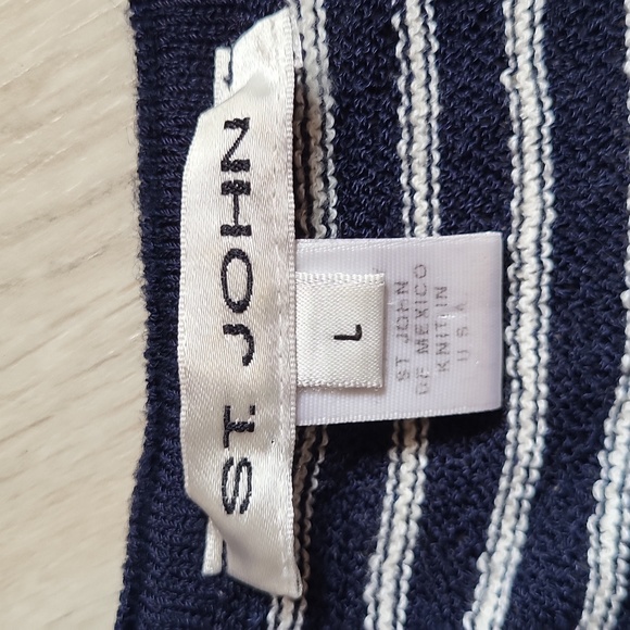 St john striped navy knit top large - Picture 4 of 6